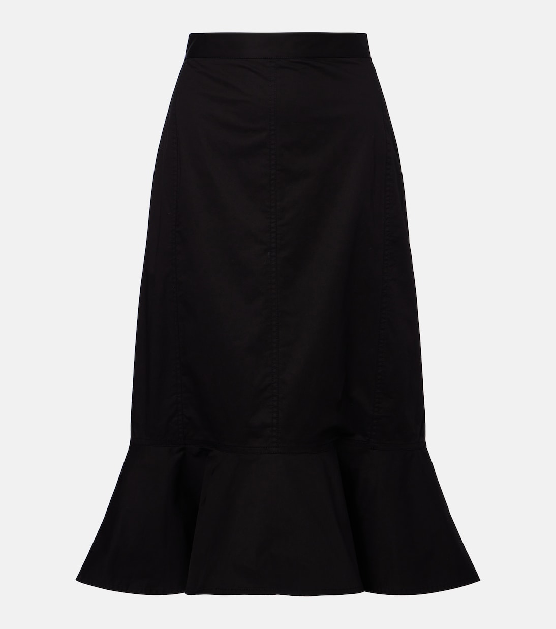 Jupe midi en coton mélangé à volants | Plan C