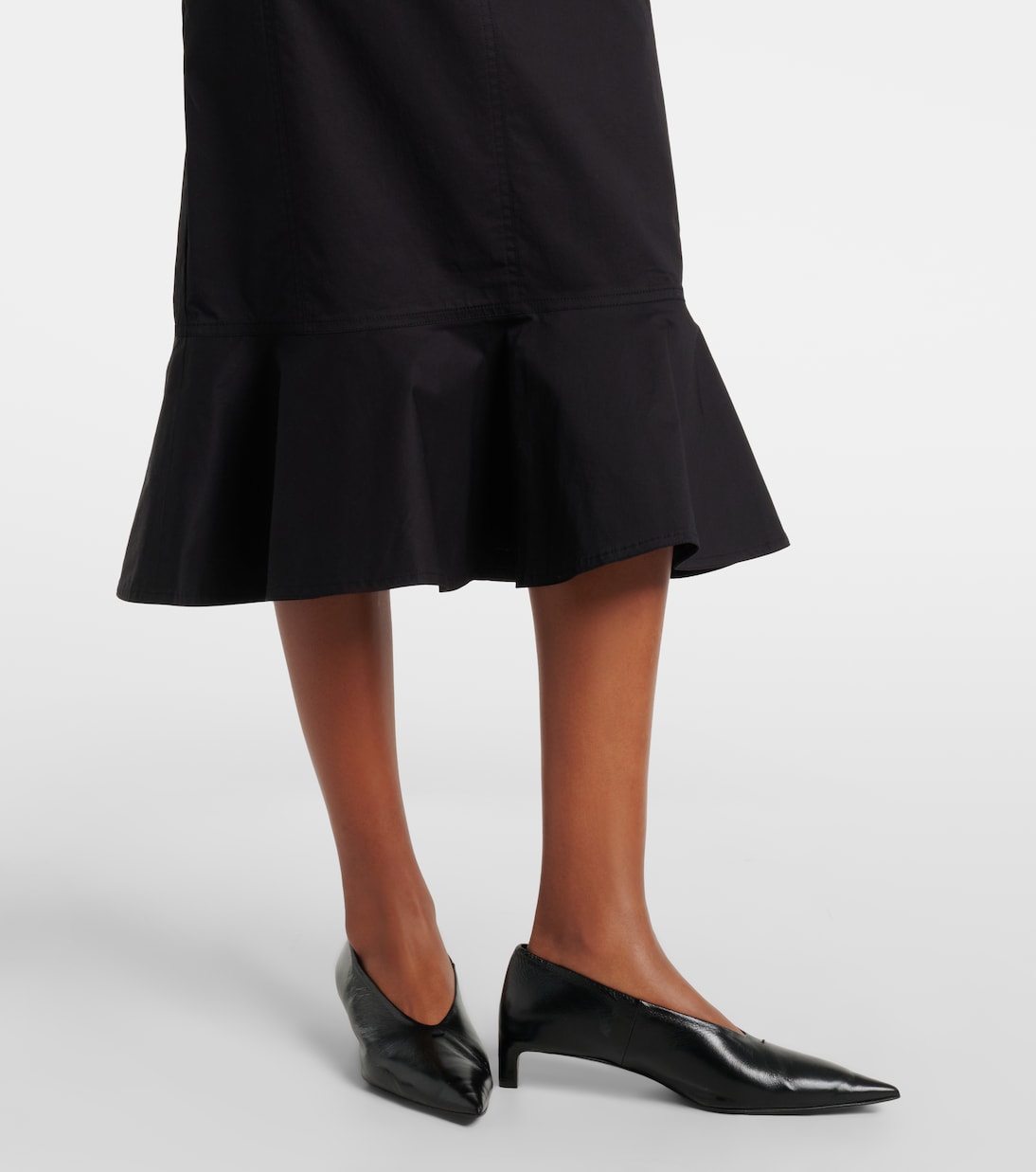 Jupe midi en coton mélangé à volants | Plan C