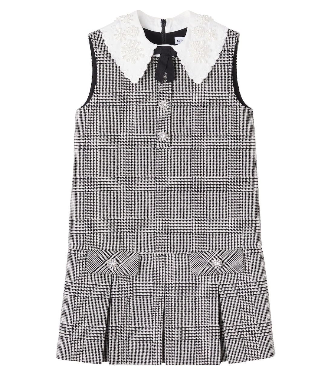 Embellished houndstooth wool-blend dress | Self-Portrait Kids