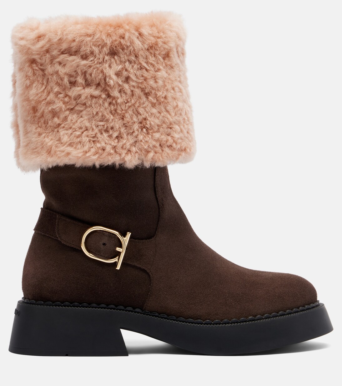 Zaki shearling-lined suede knee-high boots | Ferragamo