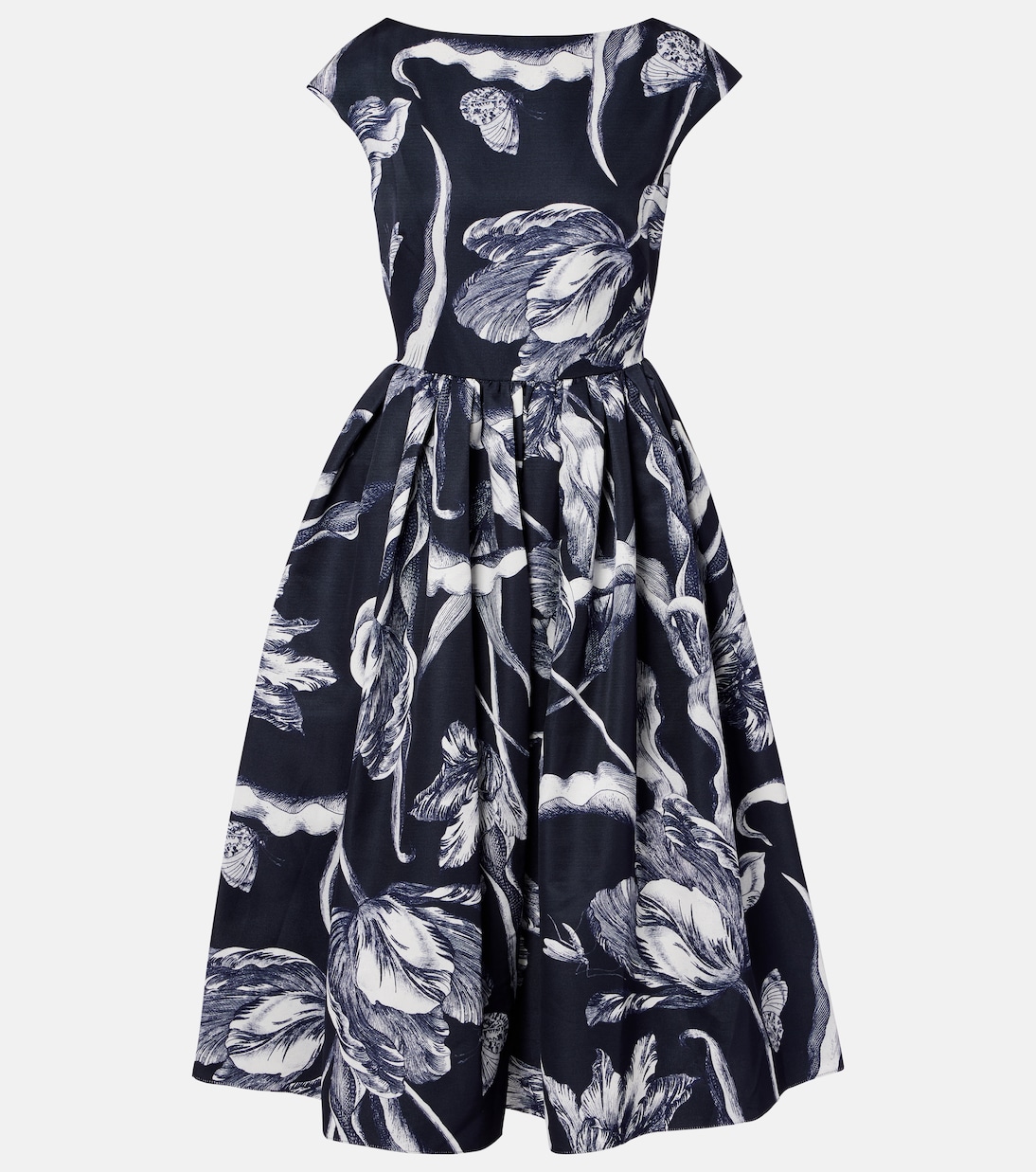 Floral cotton-blend faille midi dress | Erdem