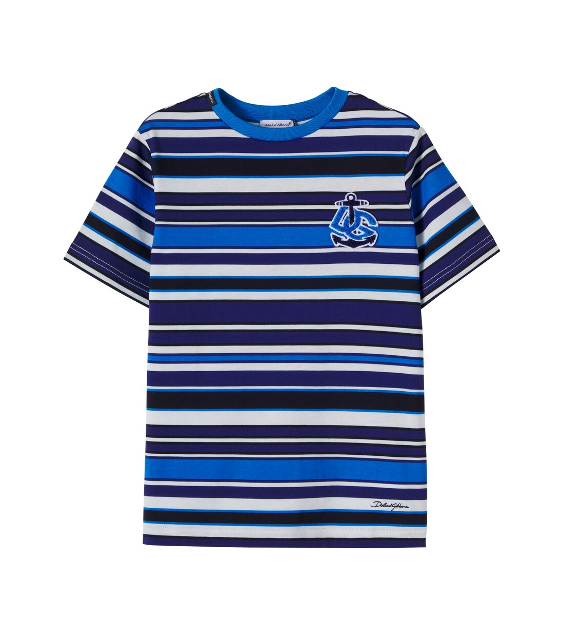Appliqué striped cotton jersey T-shirt | Dolce&Gabbana Kids