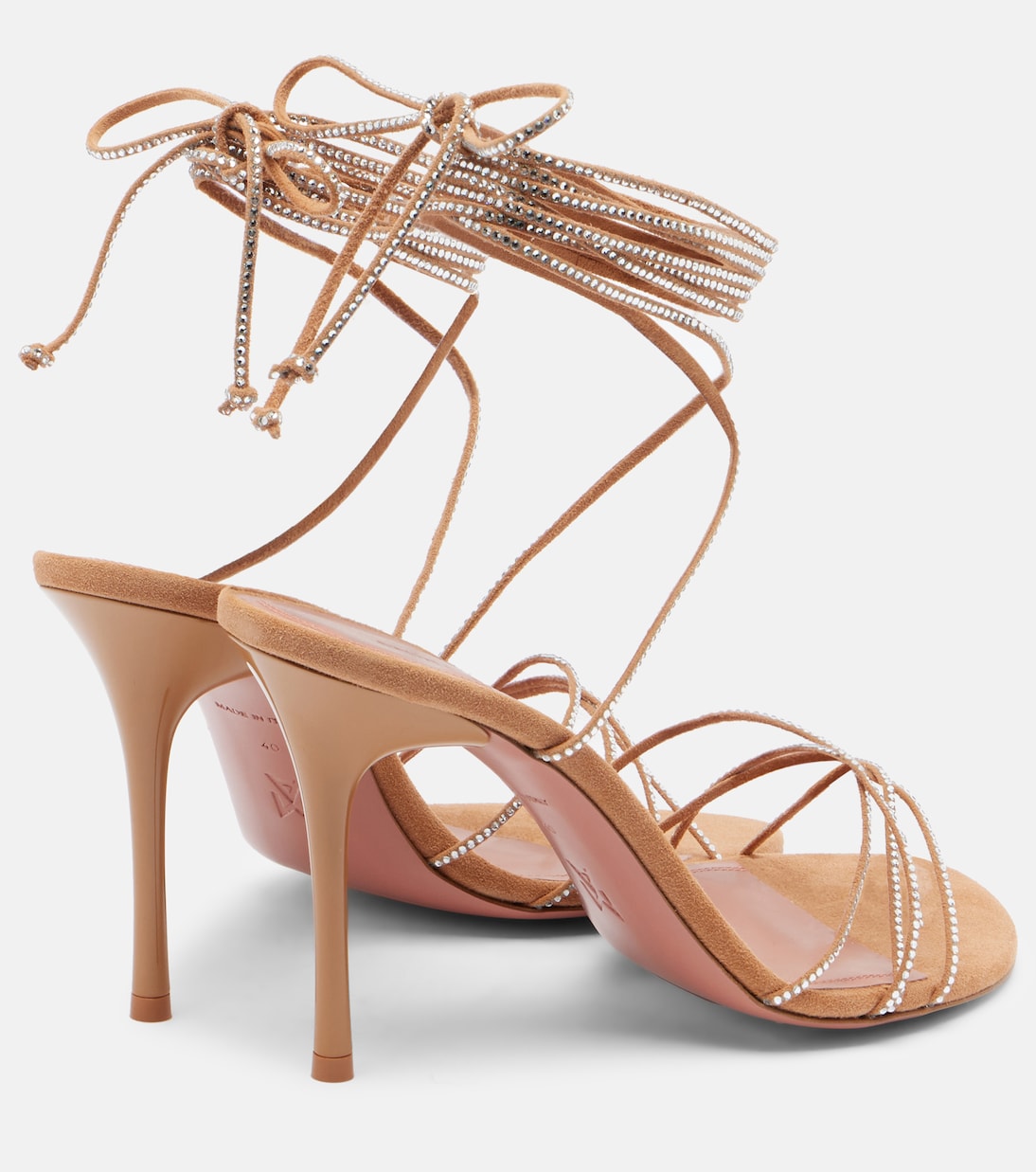 Verzierte Sandalen Lori 95 aus Veloursleder | Amina Muaddi