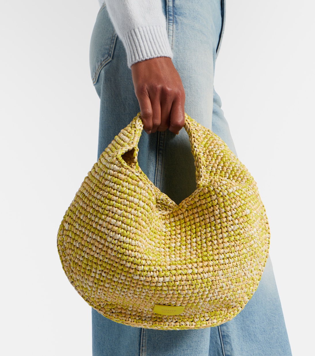 Olivia Medium raffia top-handle bag | Khaite