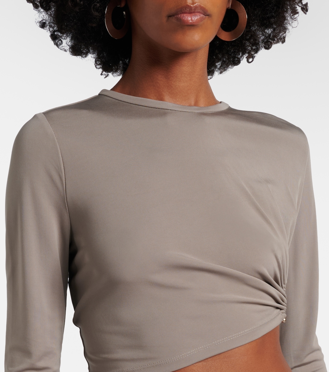 Bezel Quartz asymmetric jersey crop top | Christopher Esber