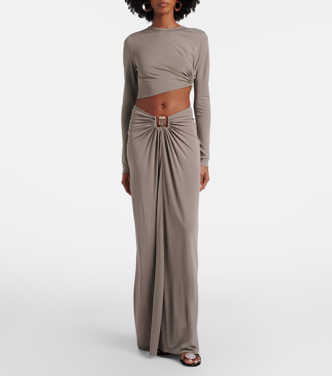 Bezel Quartz asymmetric jersey crop top | Christopher Esber