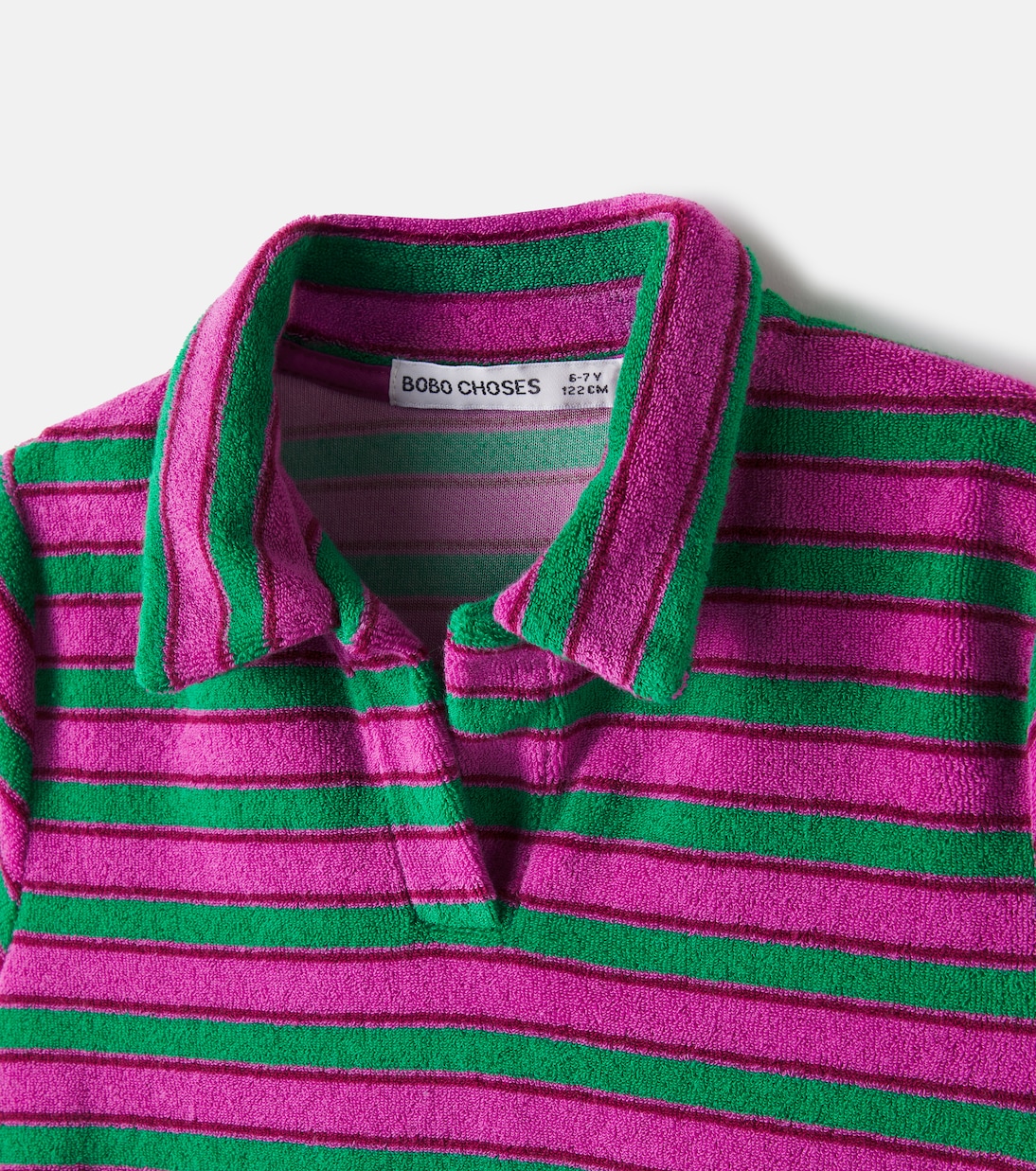 Striped cotton-blend terry polo dress | Bobo Choses