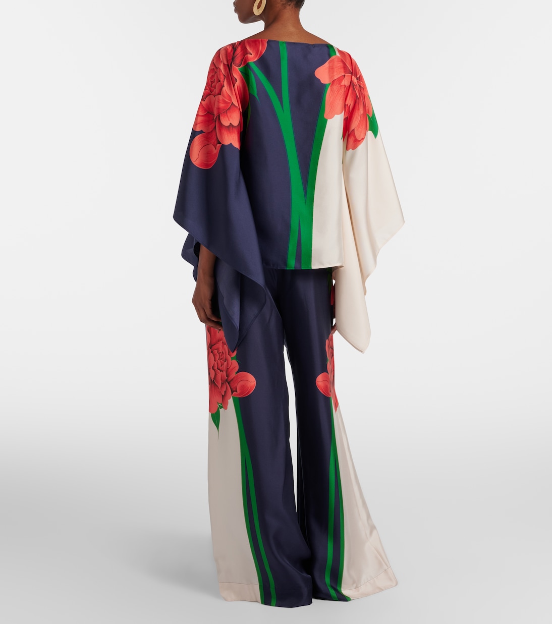 Pantalon ample Palazzo en soie à fleurs | La DoubleJ