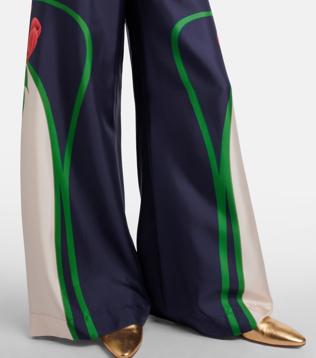 Pantalon ample Palazzo en soie à fleurs | La DoubleJ