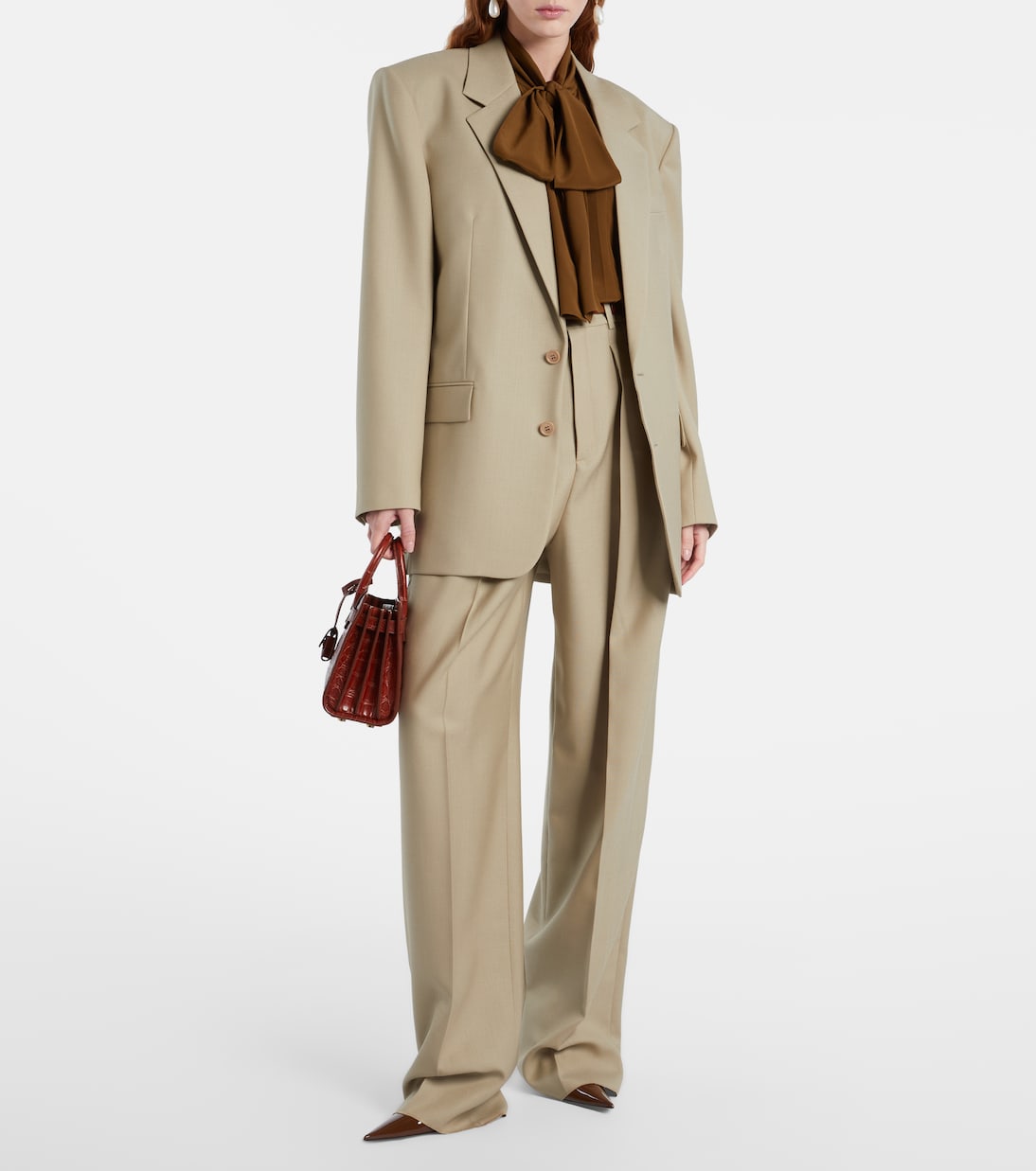 Pantaloni a gamba larga in lana e seta | Saint Laurent