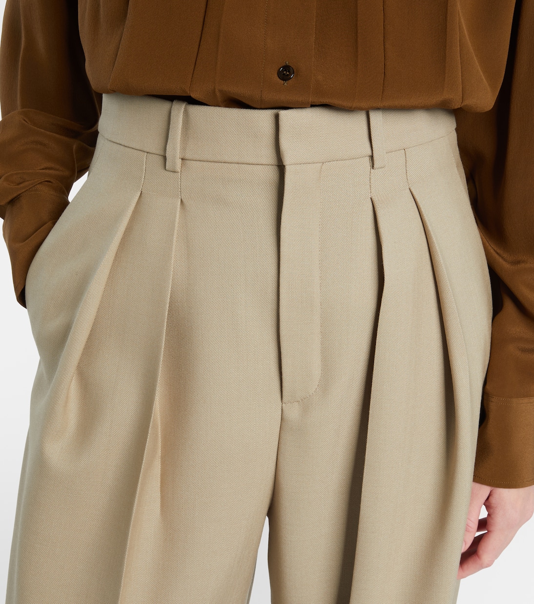 Pantaloni a gamba larga in lana e seta | Saint Laurent