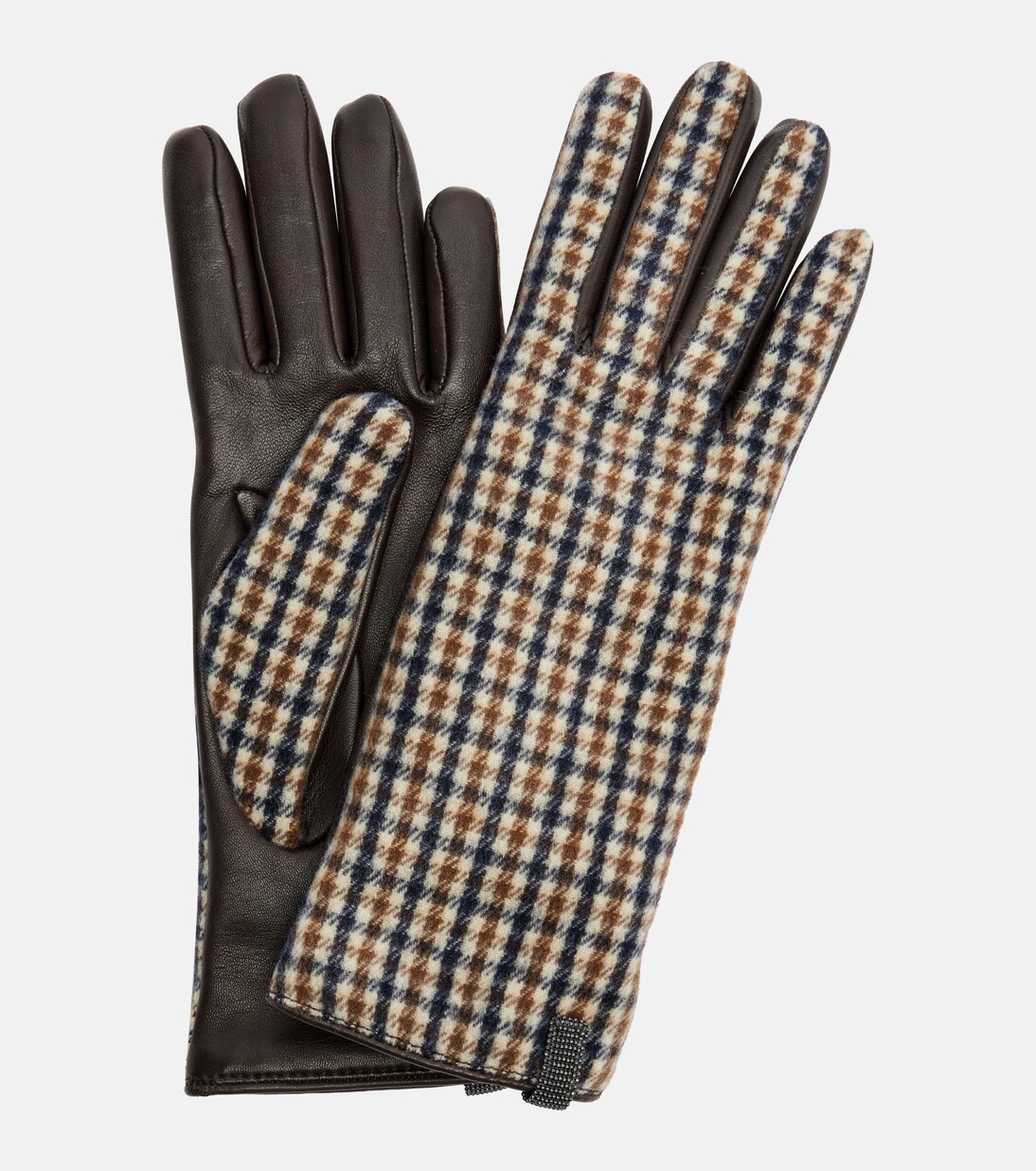 Gants Monili en laine vierge et cuir | Brunello Cucinelli
