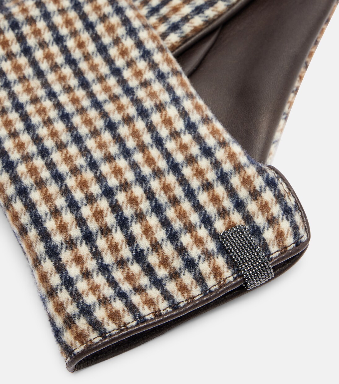 Gants Monili en laine vierge et cuir | Brunello Cucinelli