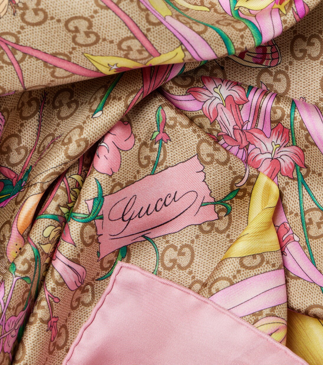 Bufanda de seda floral con GG | Gucci