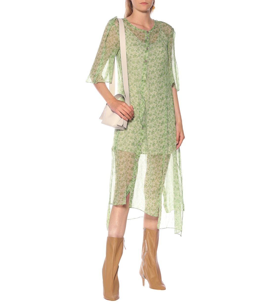 Robe asymétrique imprimée en soie | Acne Studios