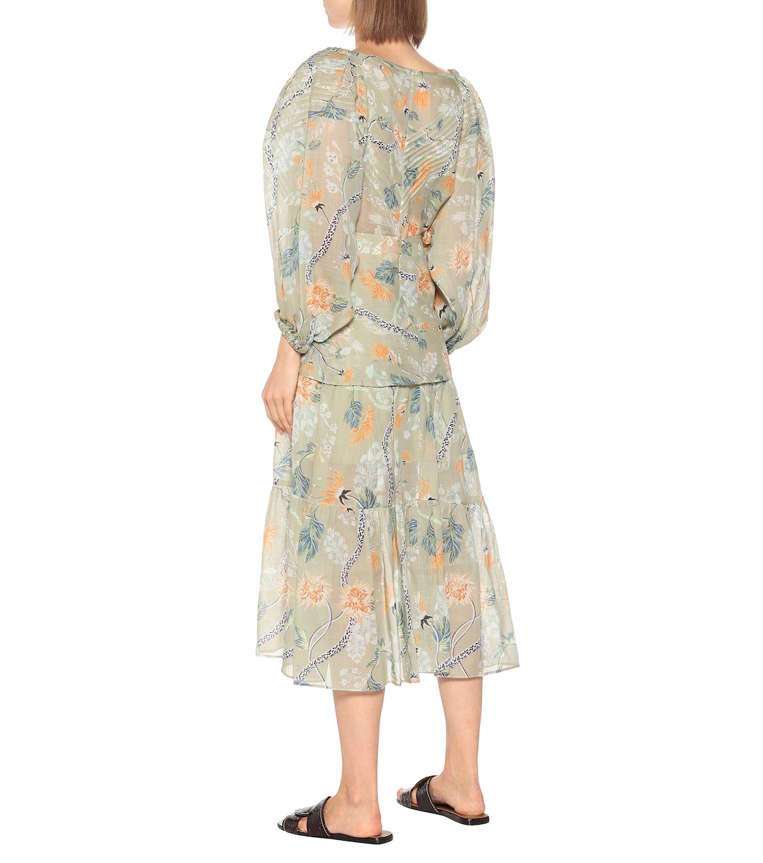 Floral ramie midi skirt | Chloé