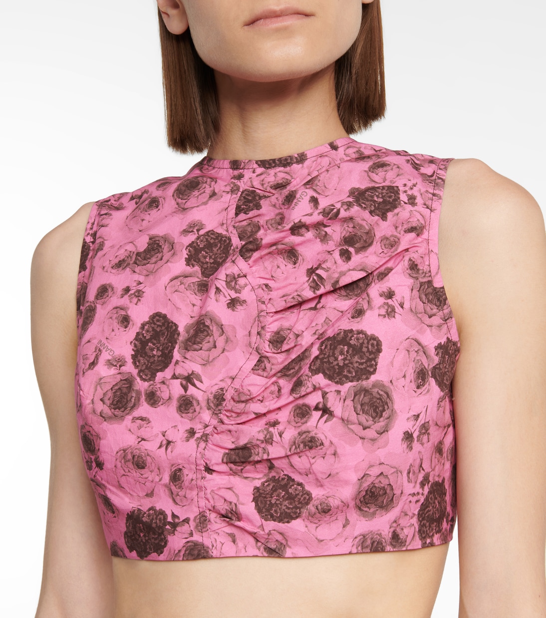 Cropped-Top aus Baumwollpopeline | Ganni