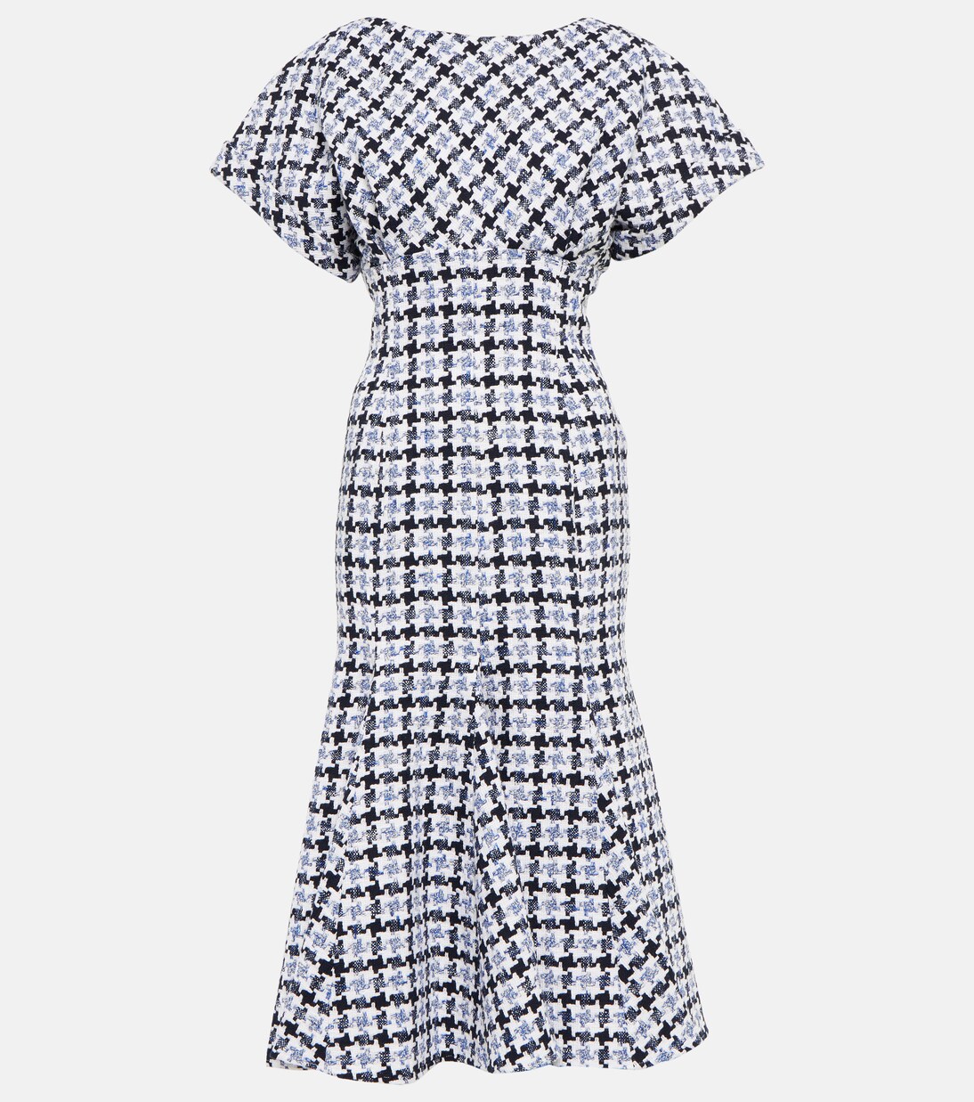 Robe midi en tweed de coton et laine mélangés à carreaux | Carolina Herrera