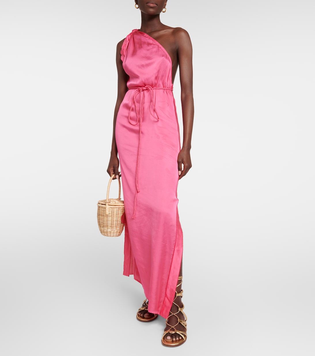 Cafetan asymétrique Isabelle en satin | Poupette St Barth