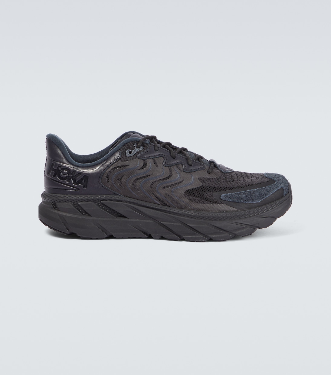 Clifton LS leather-trimmed mesh sneakers | Hoka One One
