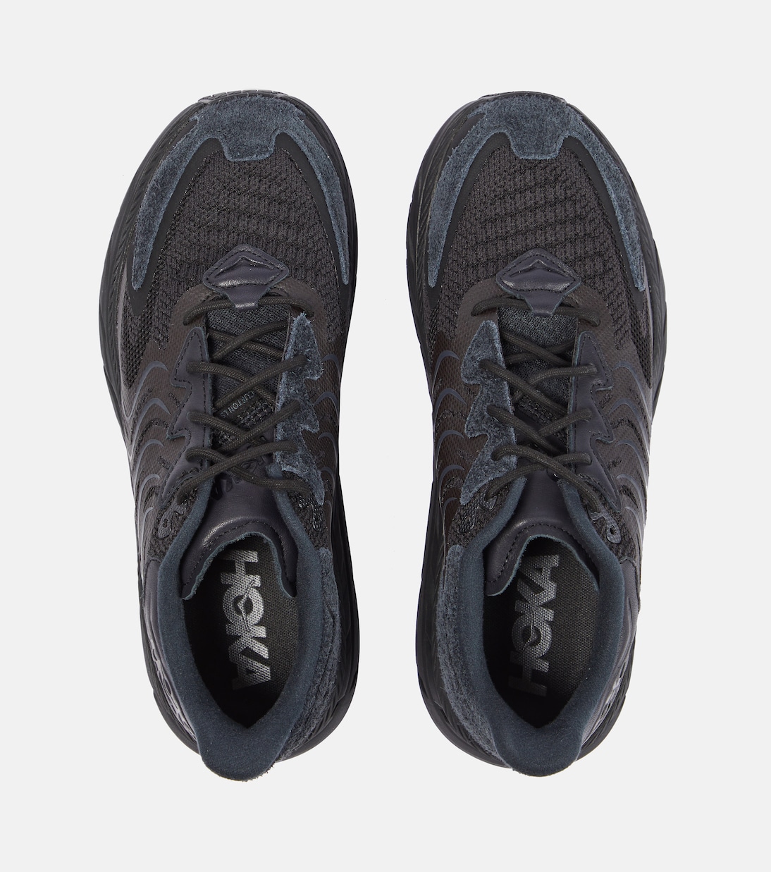 Clifton LS leather-trimmed mesh sneakers | Hoka One One