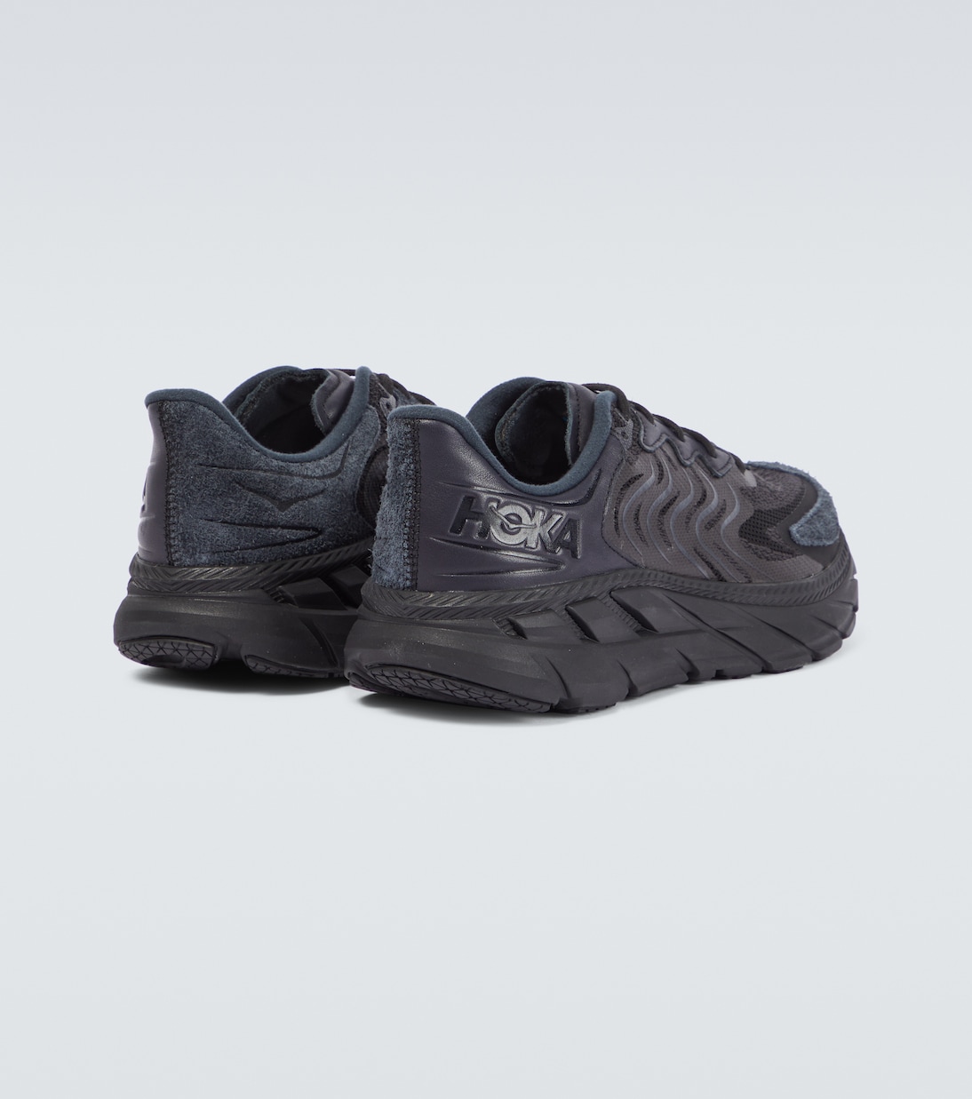 Clifton LS leather-trimmed mesh sneakers | Hoka One One