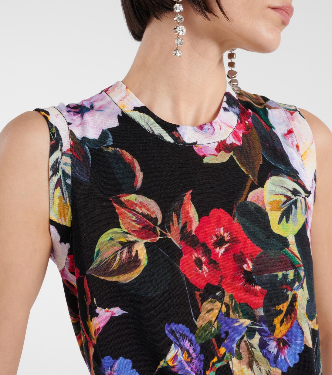 Tank top de punto de seda floral | Dolce&Gabbana