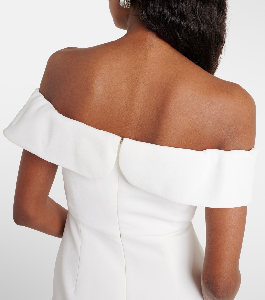 Robe en crêpe à encolure bardot | Self-Portrait