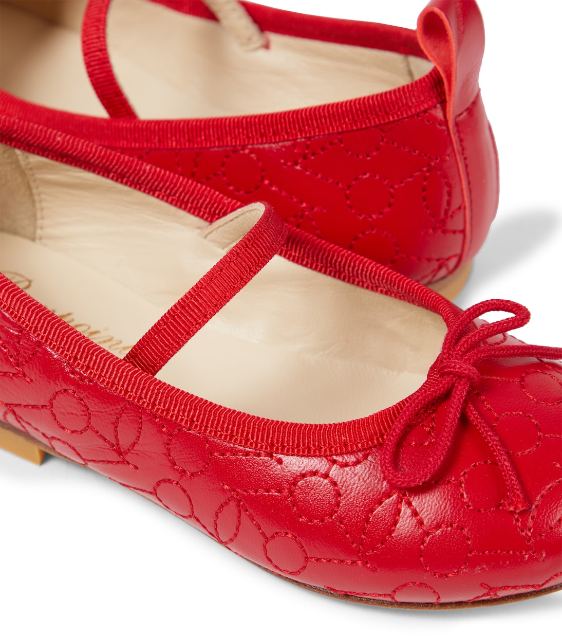 Embroidered leather ballet flats | Bonpoint