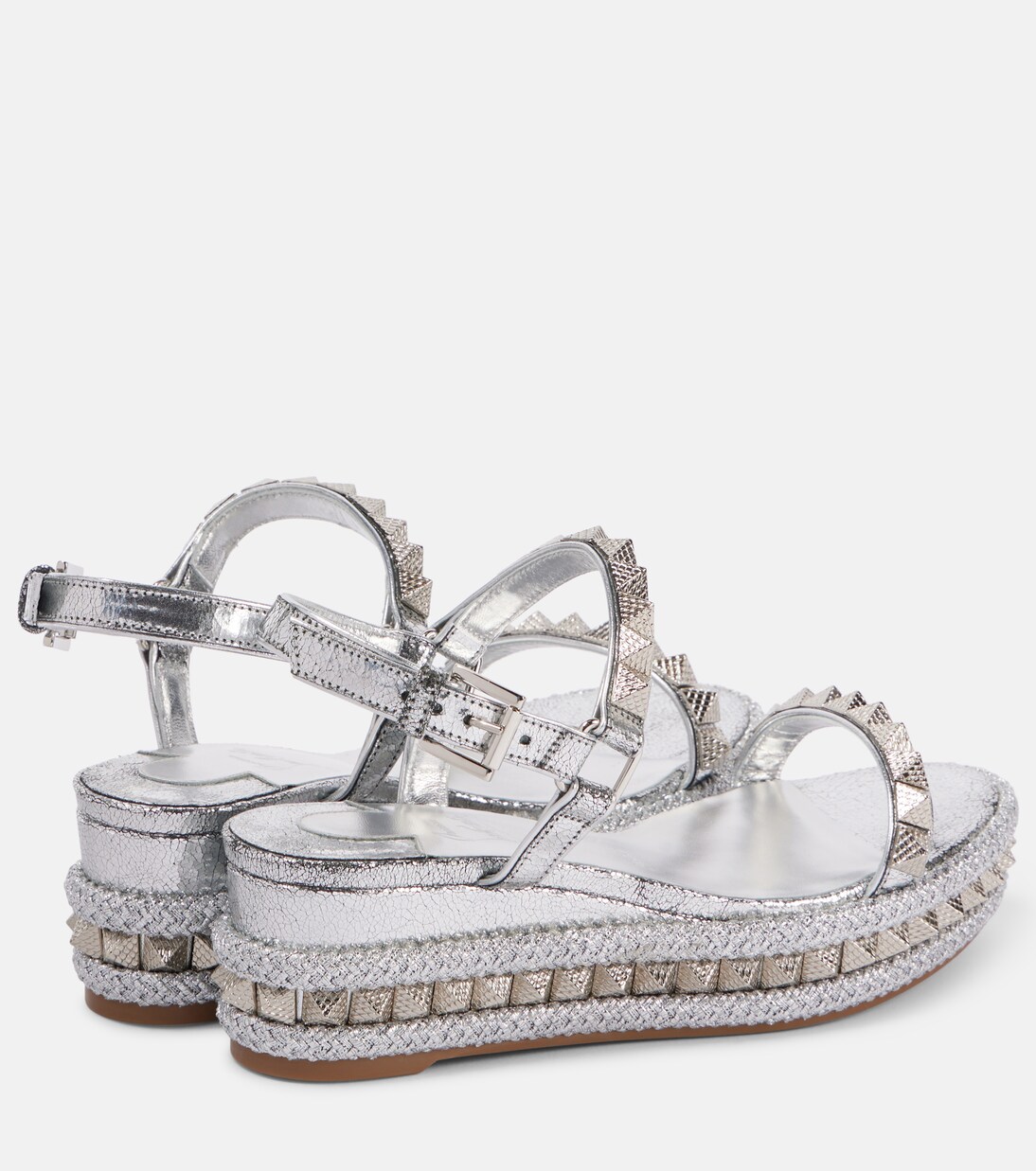 Espadrille-Wedges Pyraclou 60 aus Metallic-Leder | Christian Louboutin