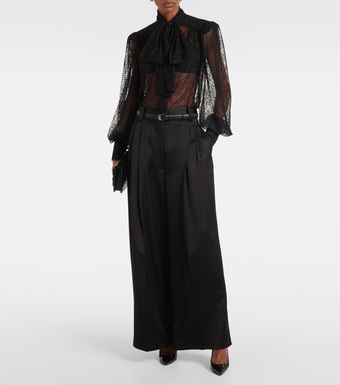 Ethel tie-neck lace blouse | Rebecca Vallance