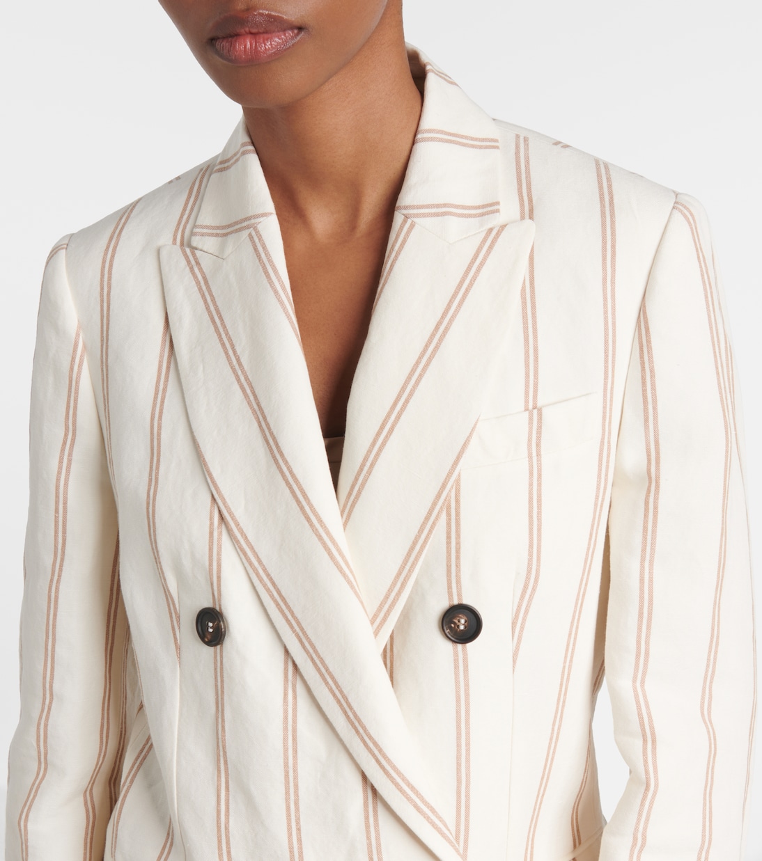 Blazer de lino y algodón a rayas | Brunello Cucinelli