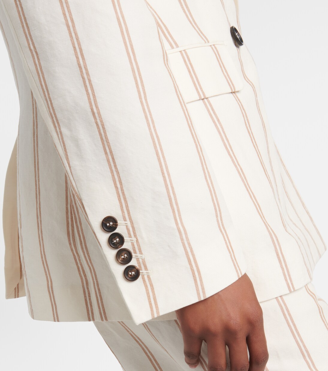 Blazer de lino y algodón a rayas | Brunello Cucinelli
