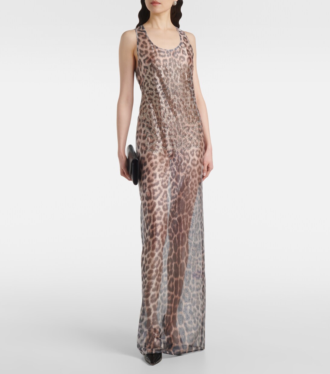 Robe longue en tulle à cristaux | Jacques Wei