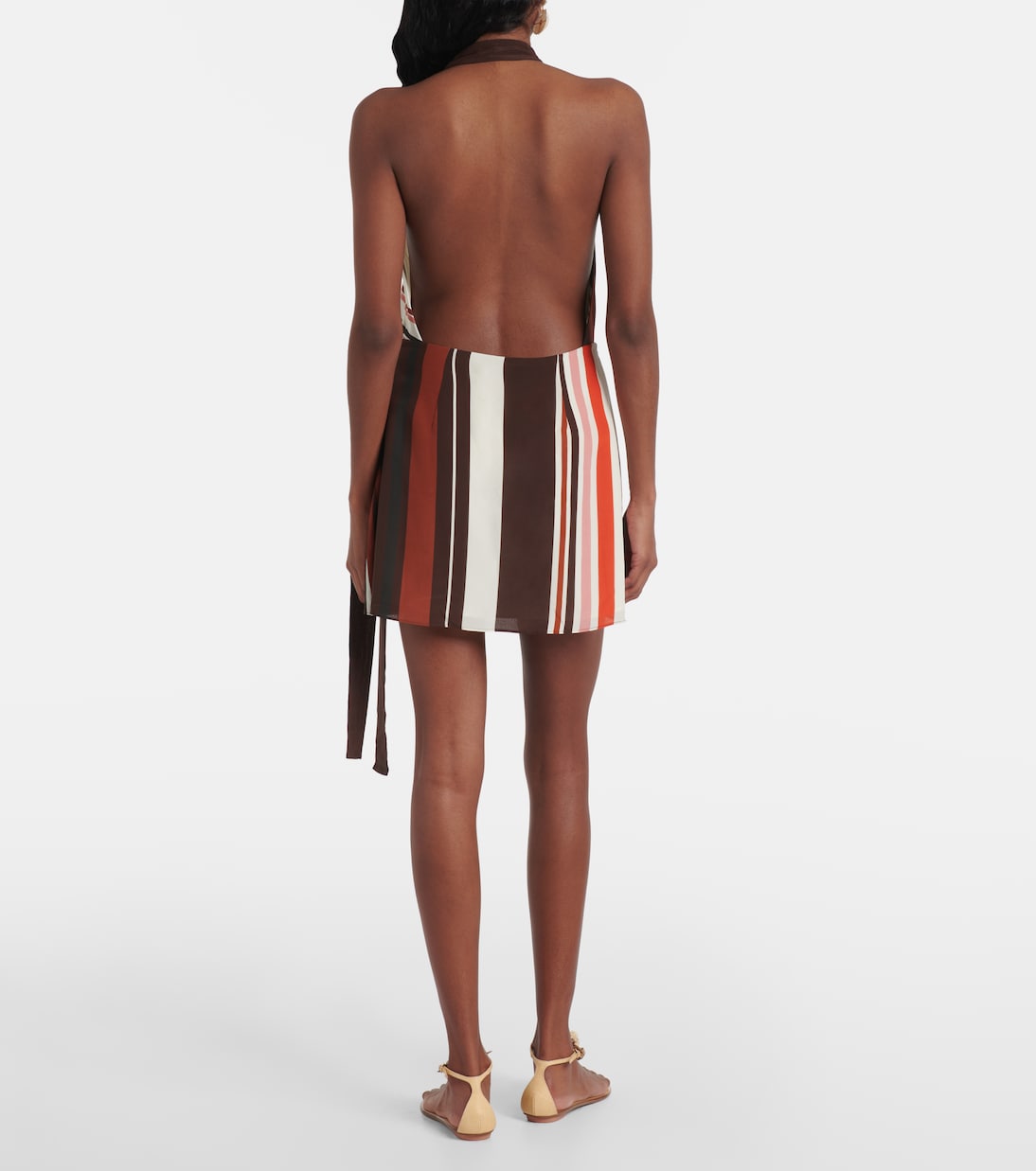 فستان قصير من الحرير الساتان بخطوط Thistle | SIR