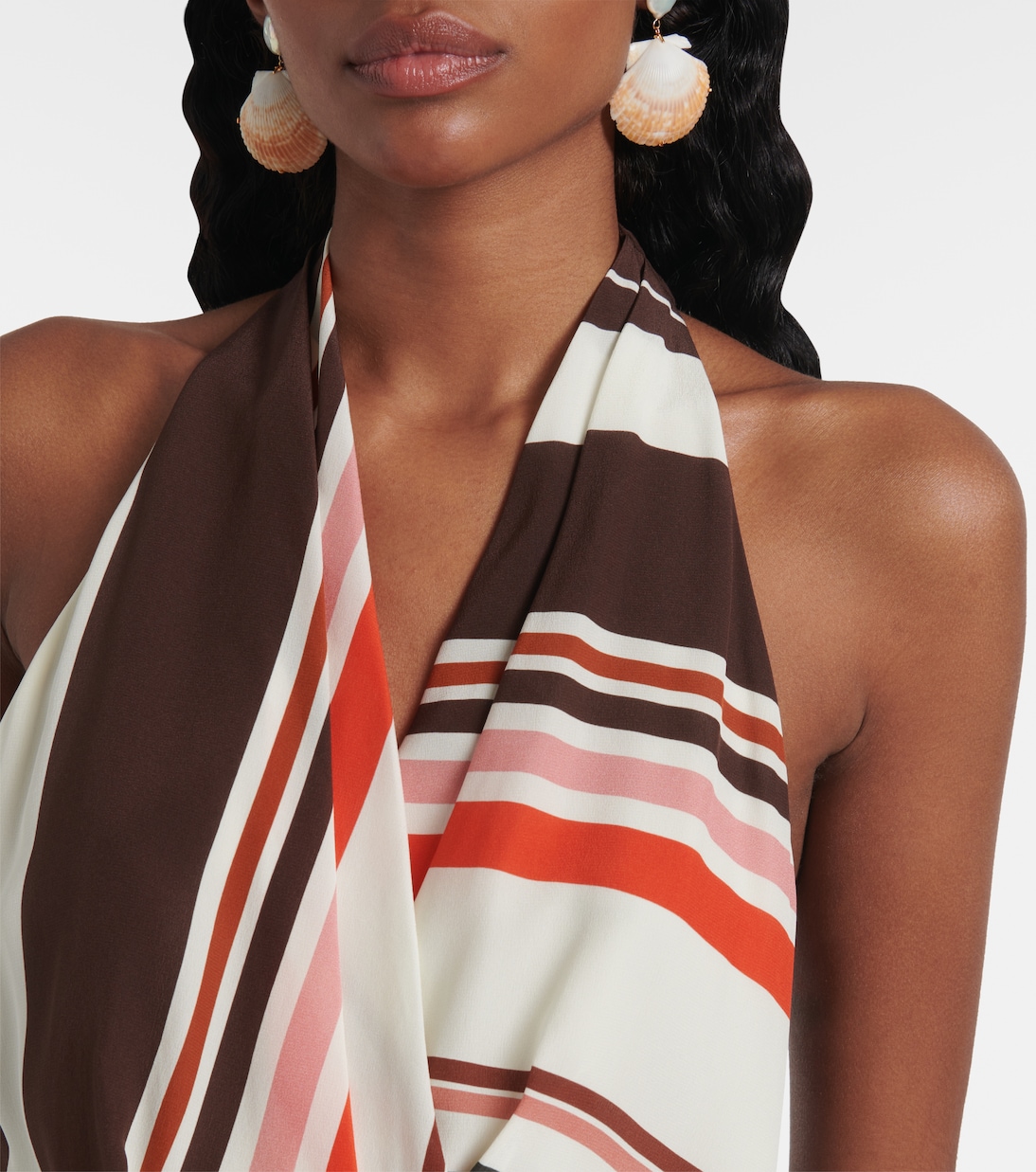 فستان قصير من الحرير الساتان بخطوط Thistle | SIR