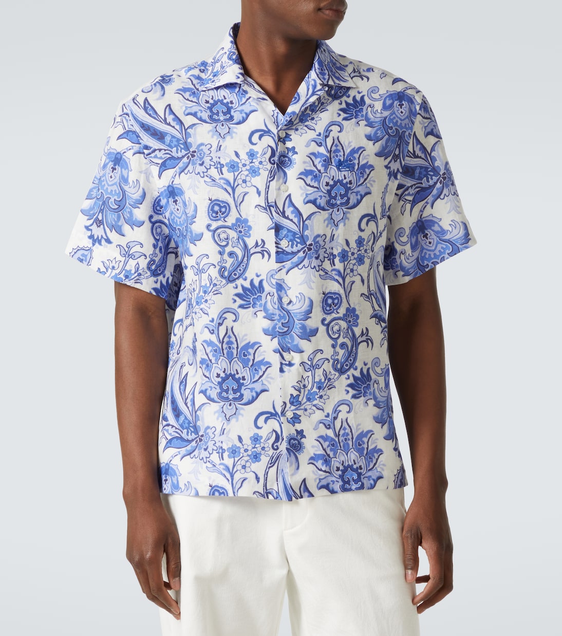 Camicia bowling in lino con stampa  | Etro