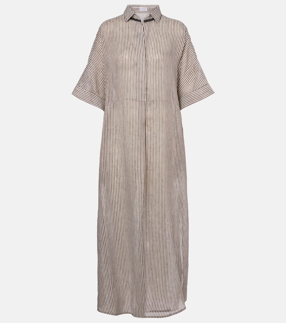 Hemdblusenkleid aus Leinen und Seide | Brunello Cucinelli