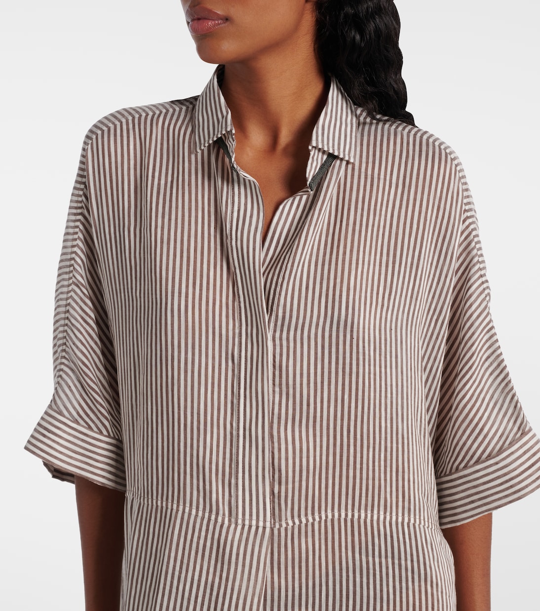 Hemdblusenkleid aus Leinen und Seide | Brunello Cucinelli