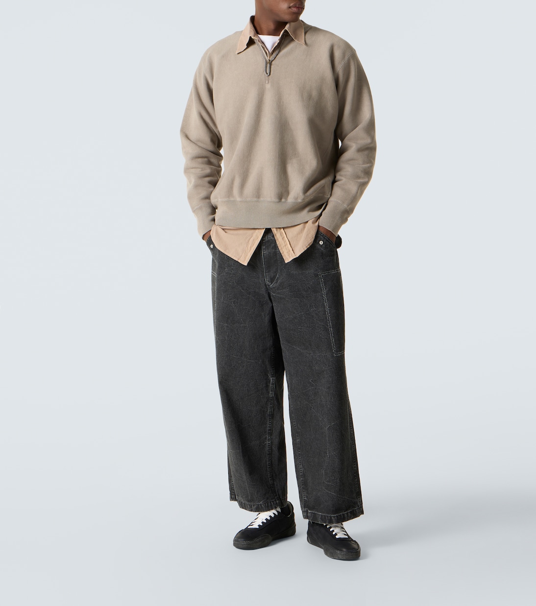 Vintage cotton jersey half-zip sweatshirt | A.Presse