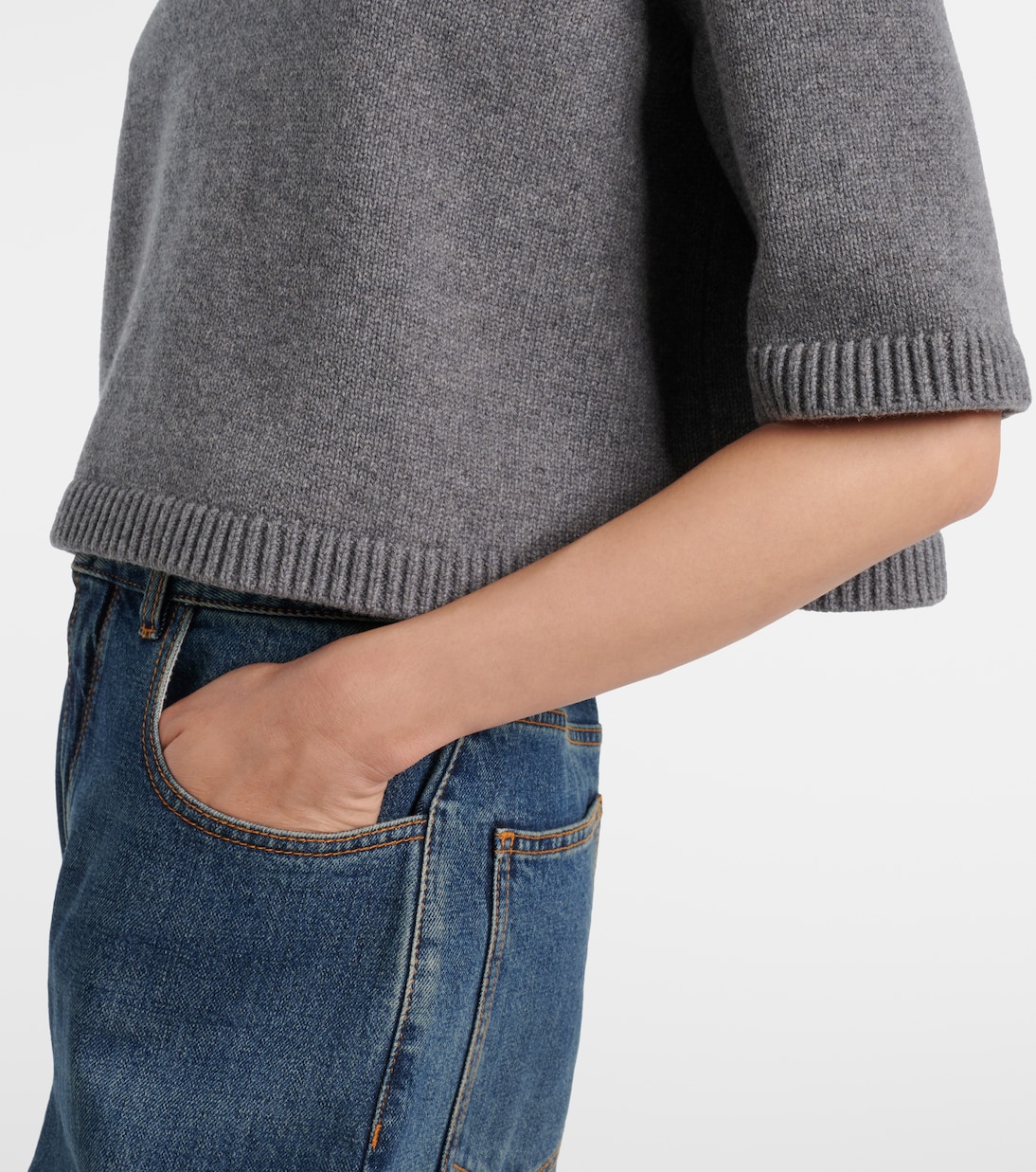 Top raccourci en cachemire mélangé | Alaïa