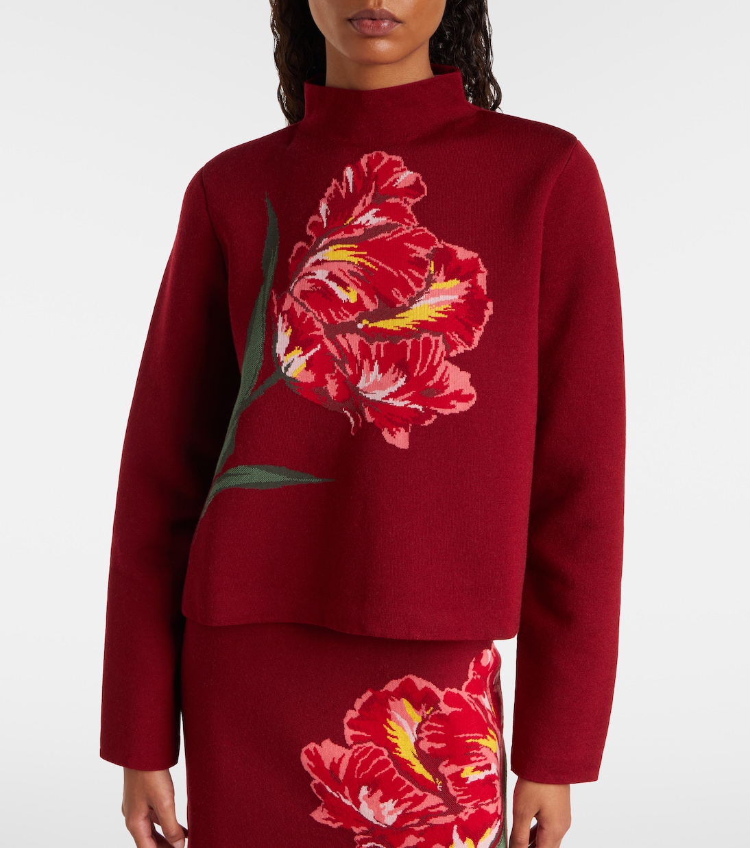 Pullover in jacquard di cotone e lana  | Carolina Herrera