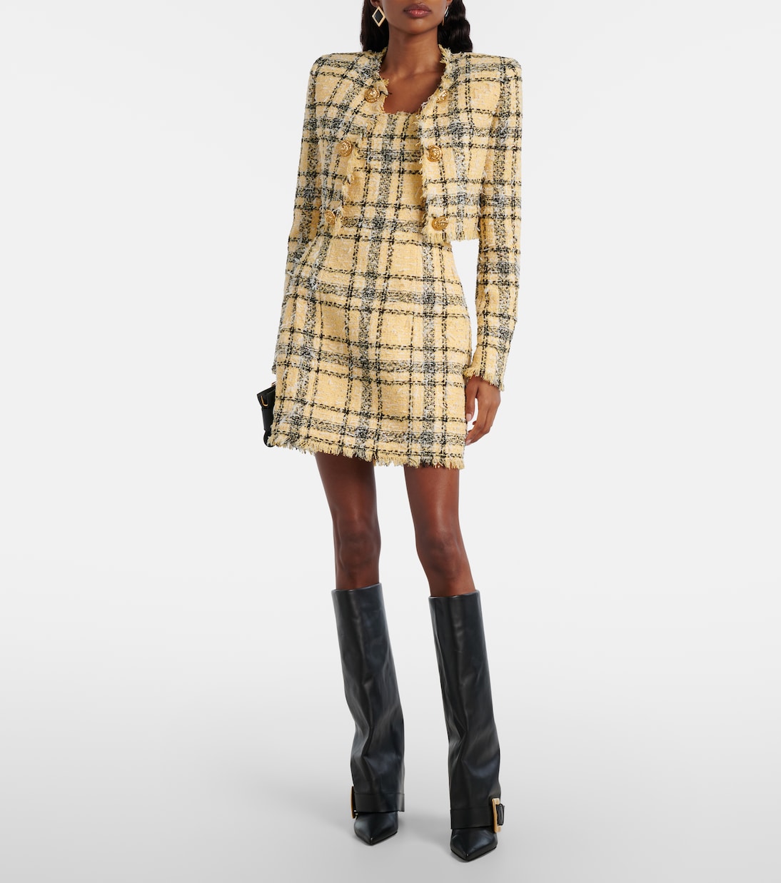 Checked sequined tweed minidress | Balmain