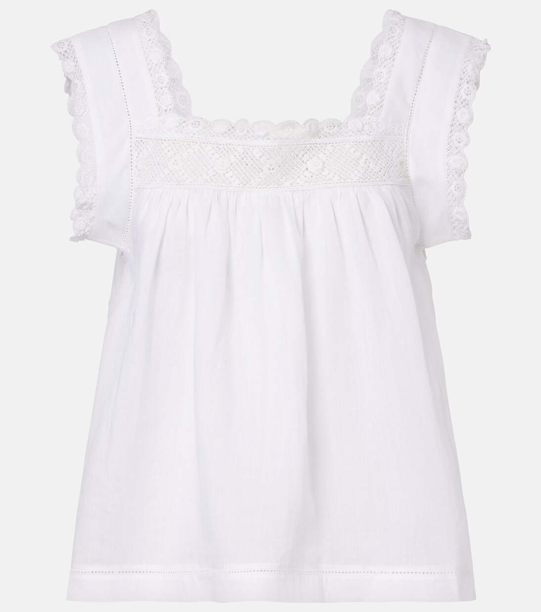 Aphra lace-trimmed ramie top | Dôen