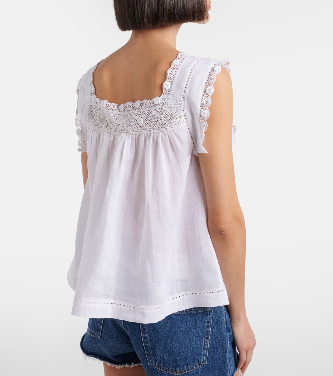 Aphra lace-trimmed ramie top | Dôen