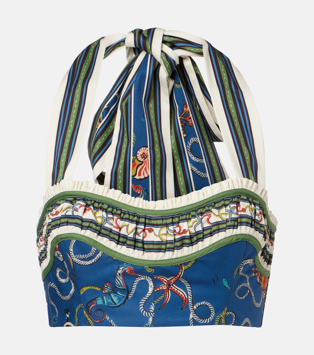 Cove printed halterneck cotton crop top | Alémais