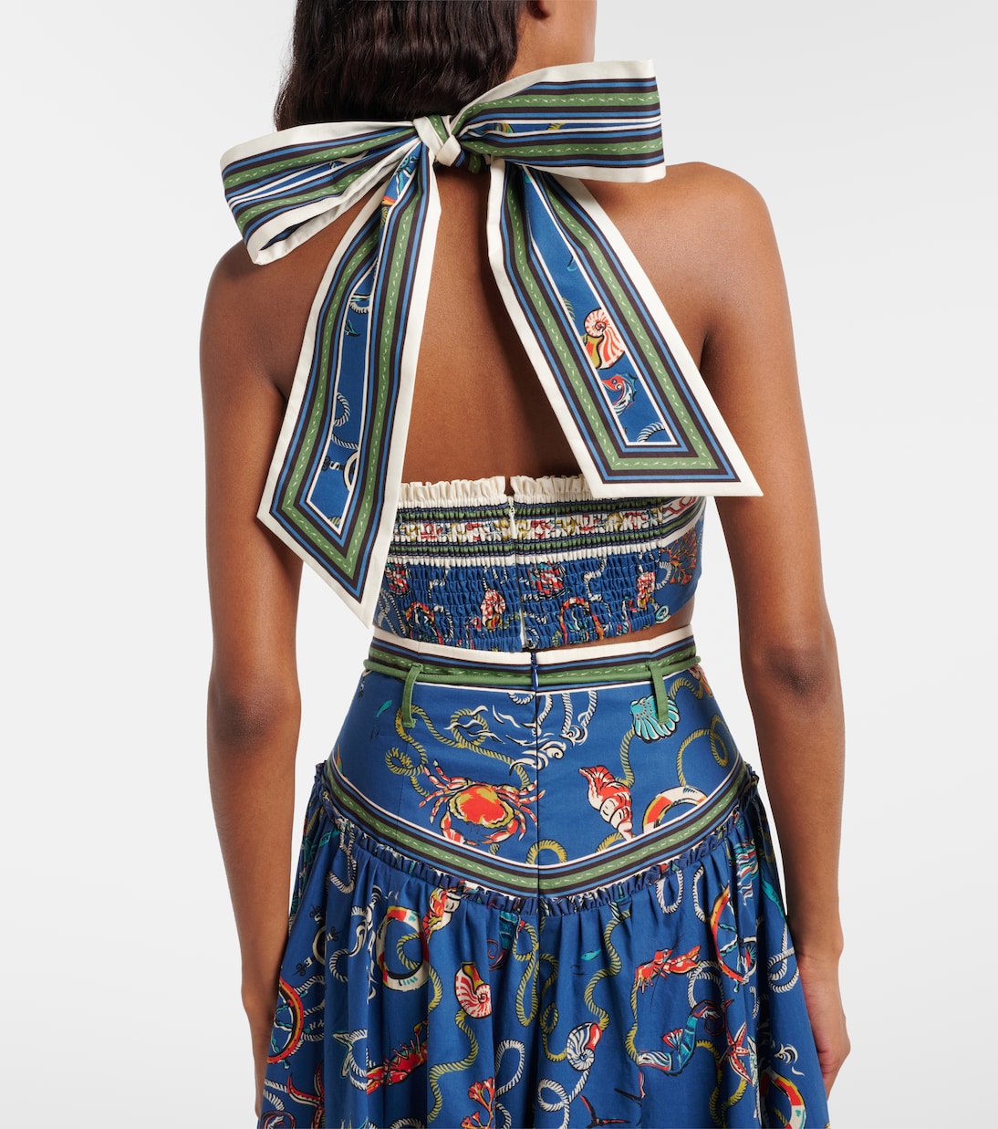 Cove printed halterneck cotton crop top | Alémais