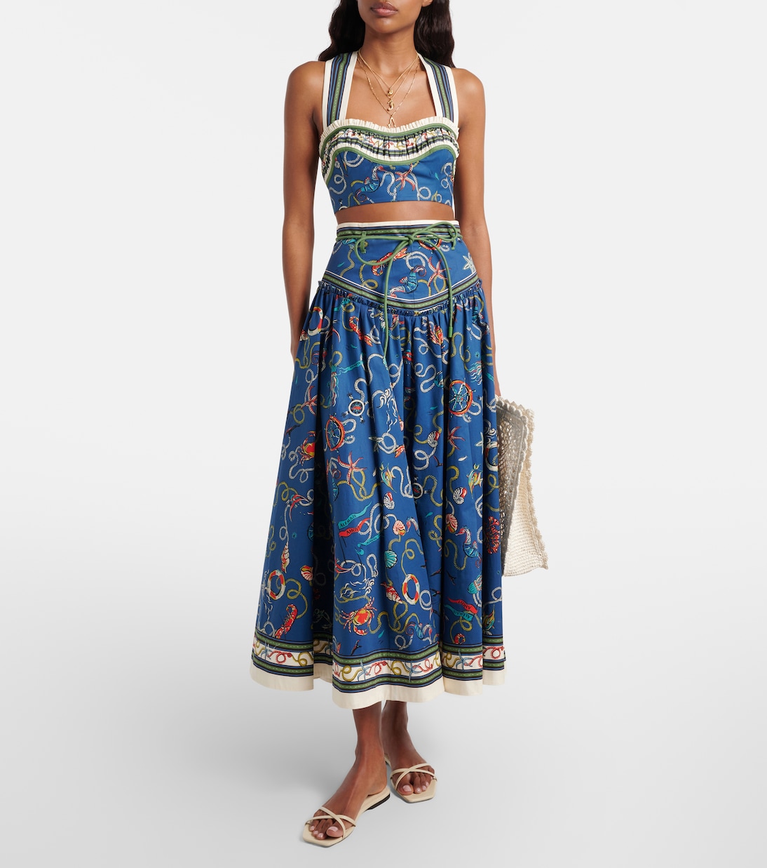 Cove printed halterneck cotton crop top | Alémais