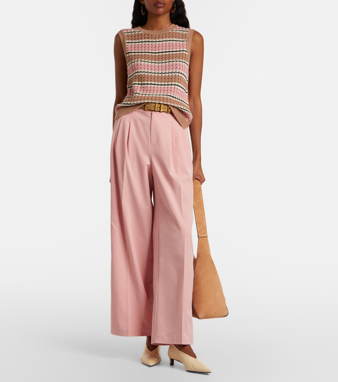 Deeley striped cotton pointelle top | Varley