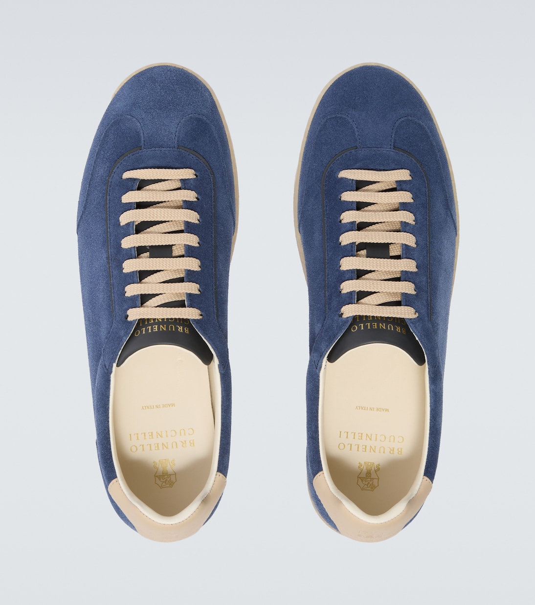 Leather-trimmed suede sneakers | Brunello Cucinelli